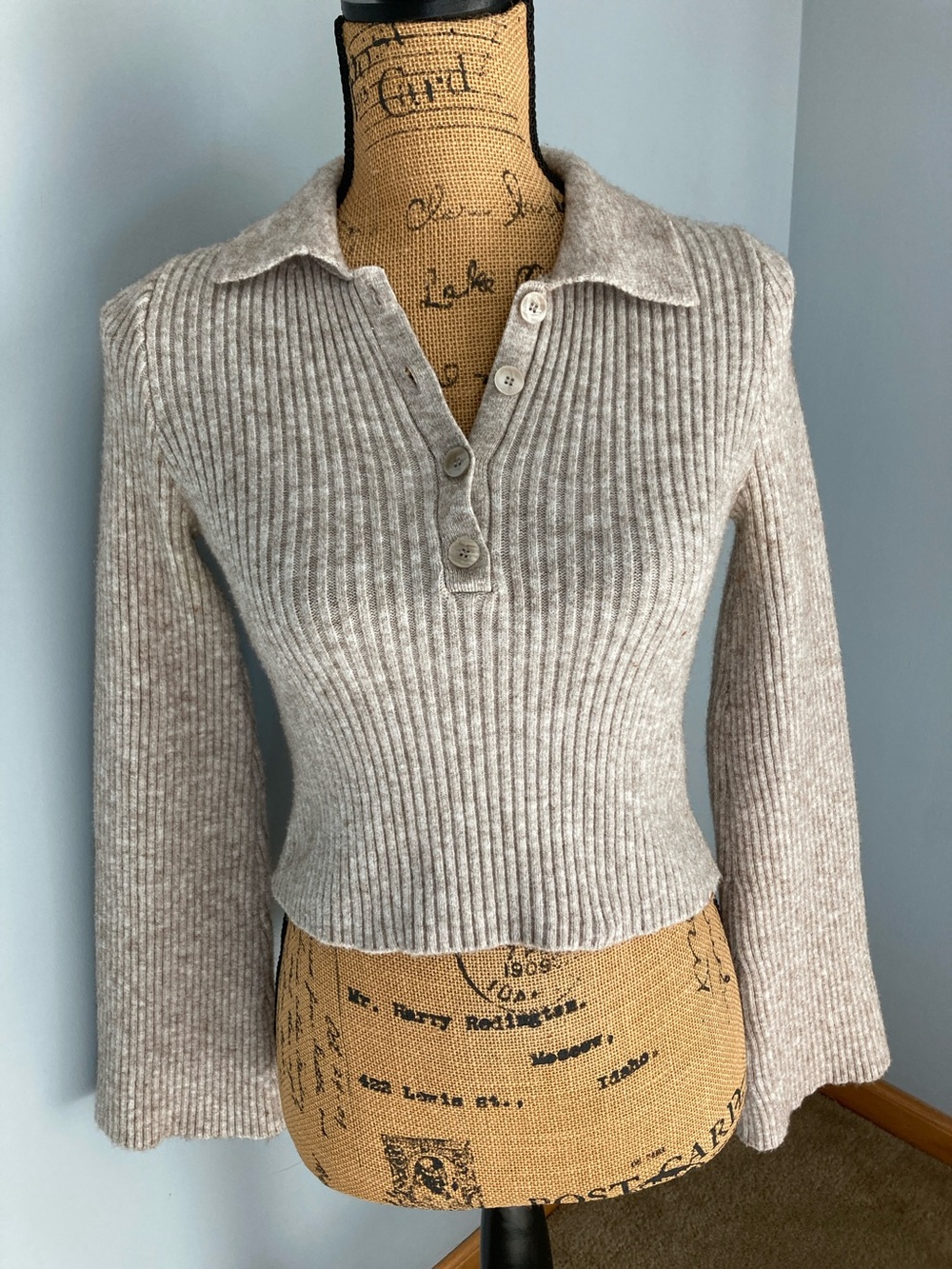 Bershka Ribbed Sweater Taupe Women Size M